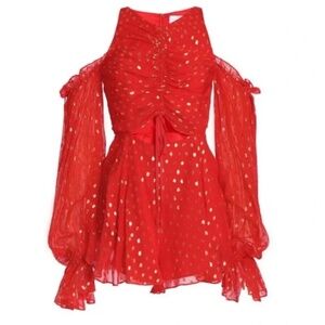 ALICE McCALL | Did It Again Playsuit Limited Edition in Red / Metallic Jacquard